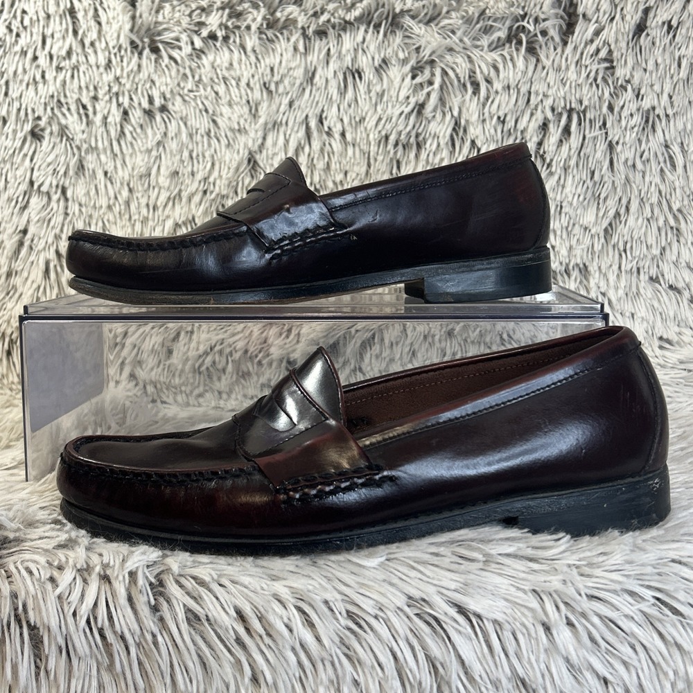 Dexter Penny Loafers Dress Shoes Mens Size 9.5 Burgundy Leather Slip On Business